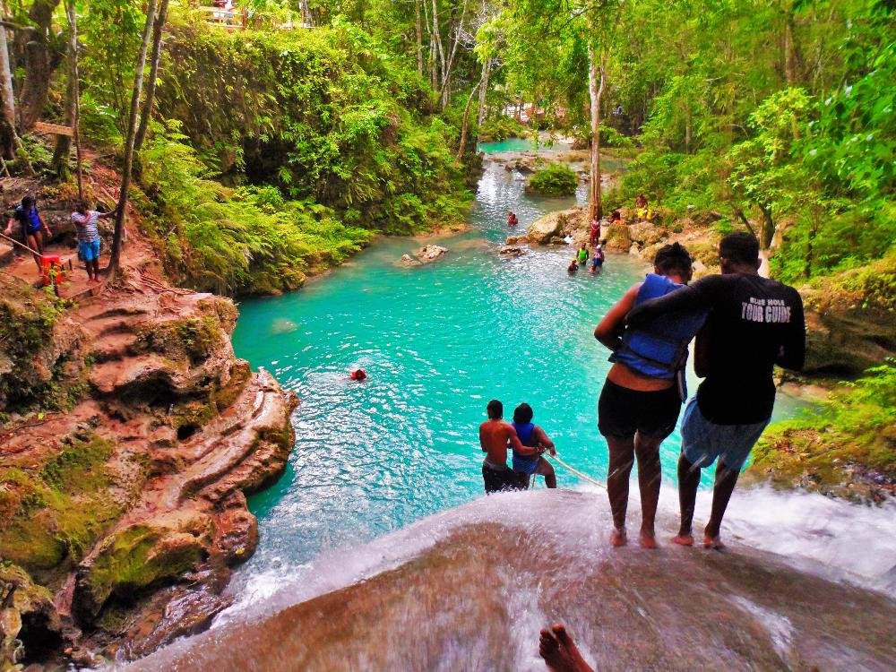 The lush Blue Hole in Ocho Rios